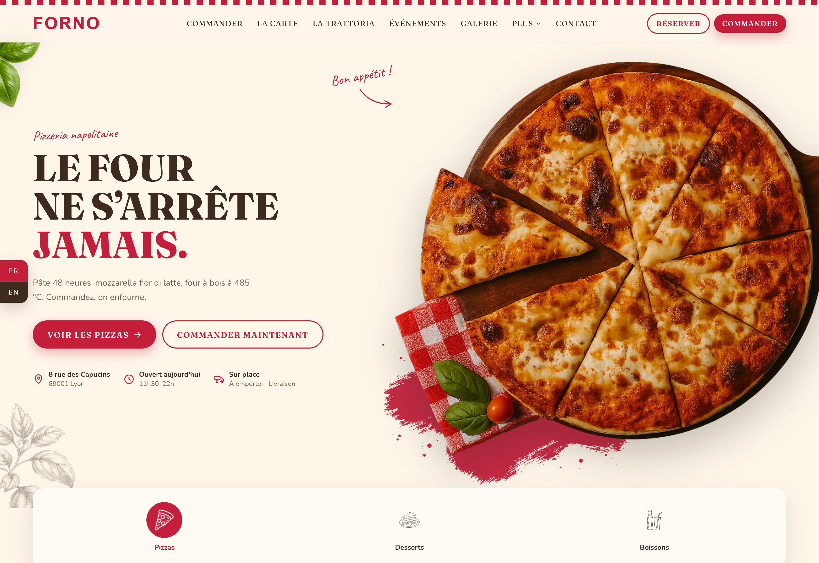 Aperçu du modèle Pizzeria